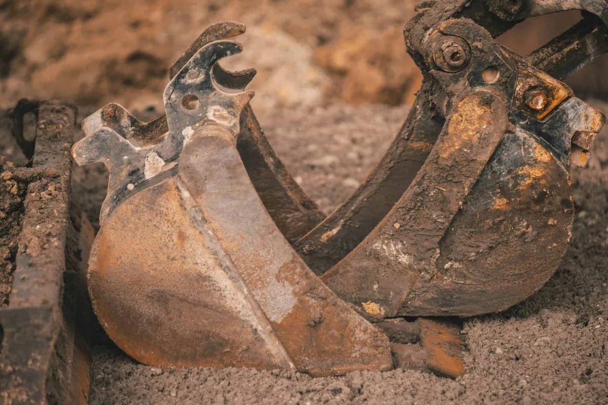 backhoe bucket on dirt