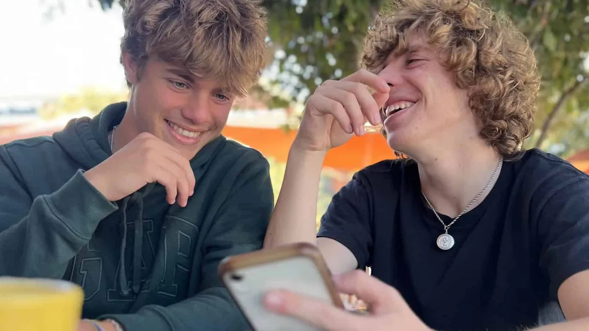 Guys laughing