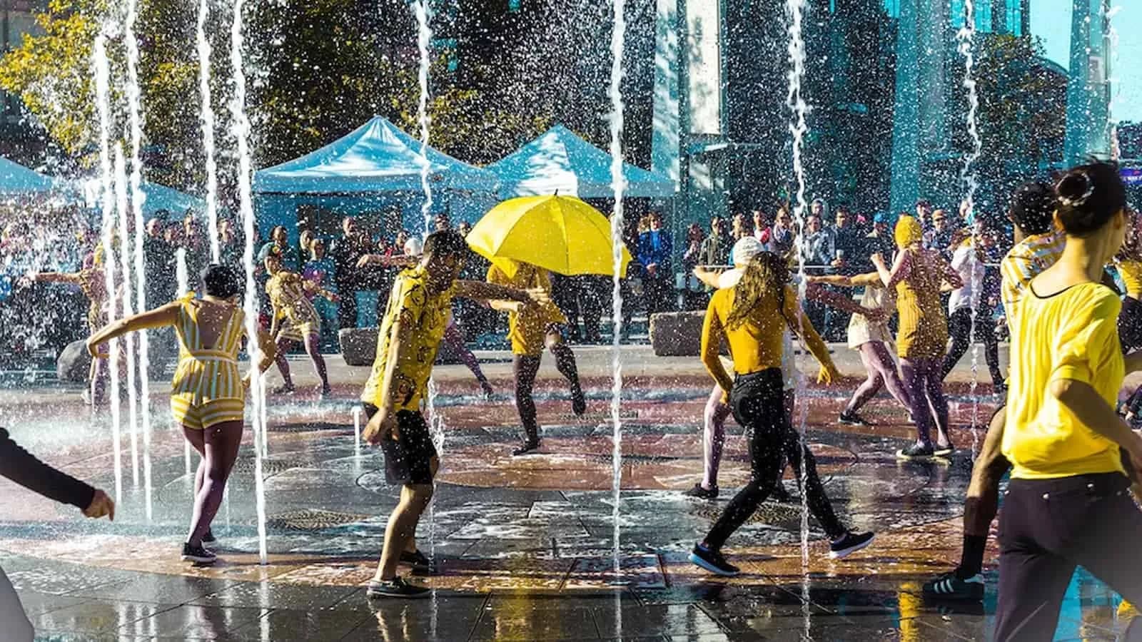 Youth in fountain
