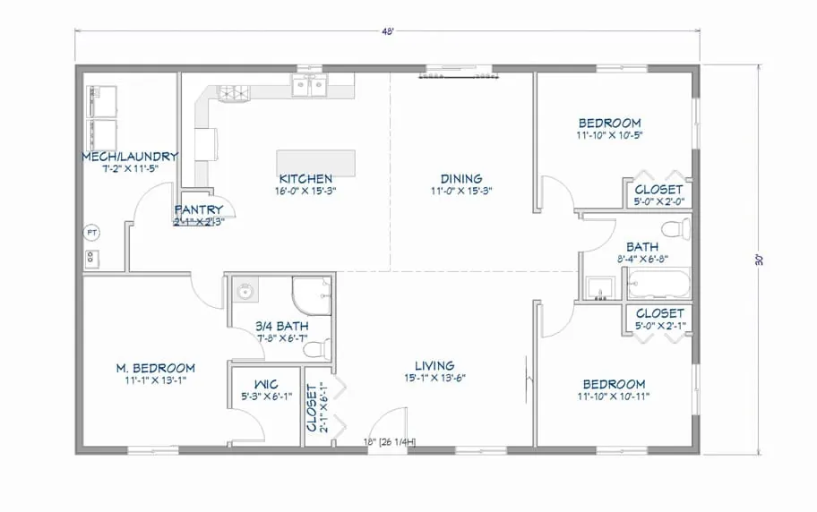 Sherman Buildings — Barndominium floor plans 2025 11 style2 plan3 layout